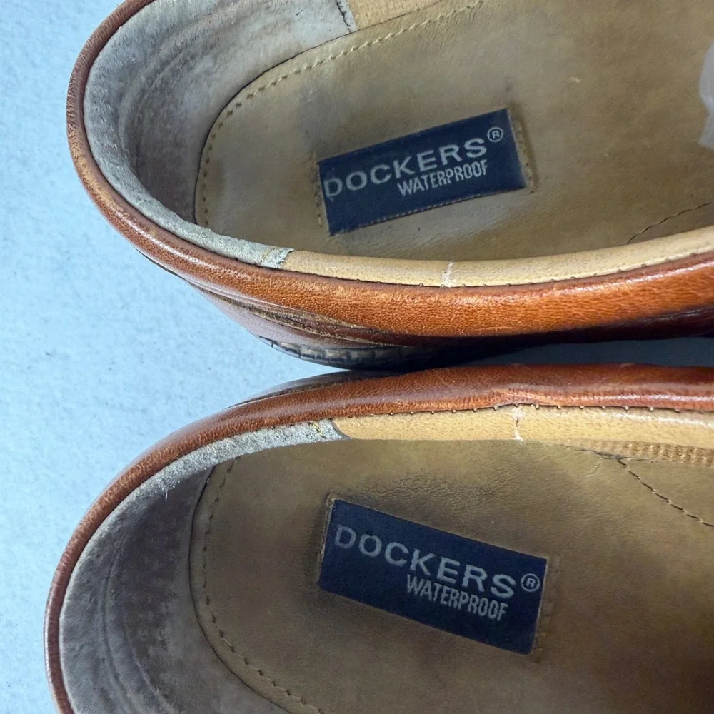 Dockers Oxford Shoes Mens 12 M Waterproof Leather Brown Formal